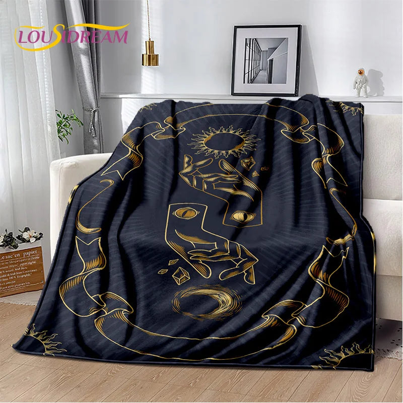 Black Celestial Plush Blanket/Bedspread, Choose Your Size