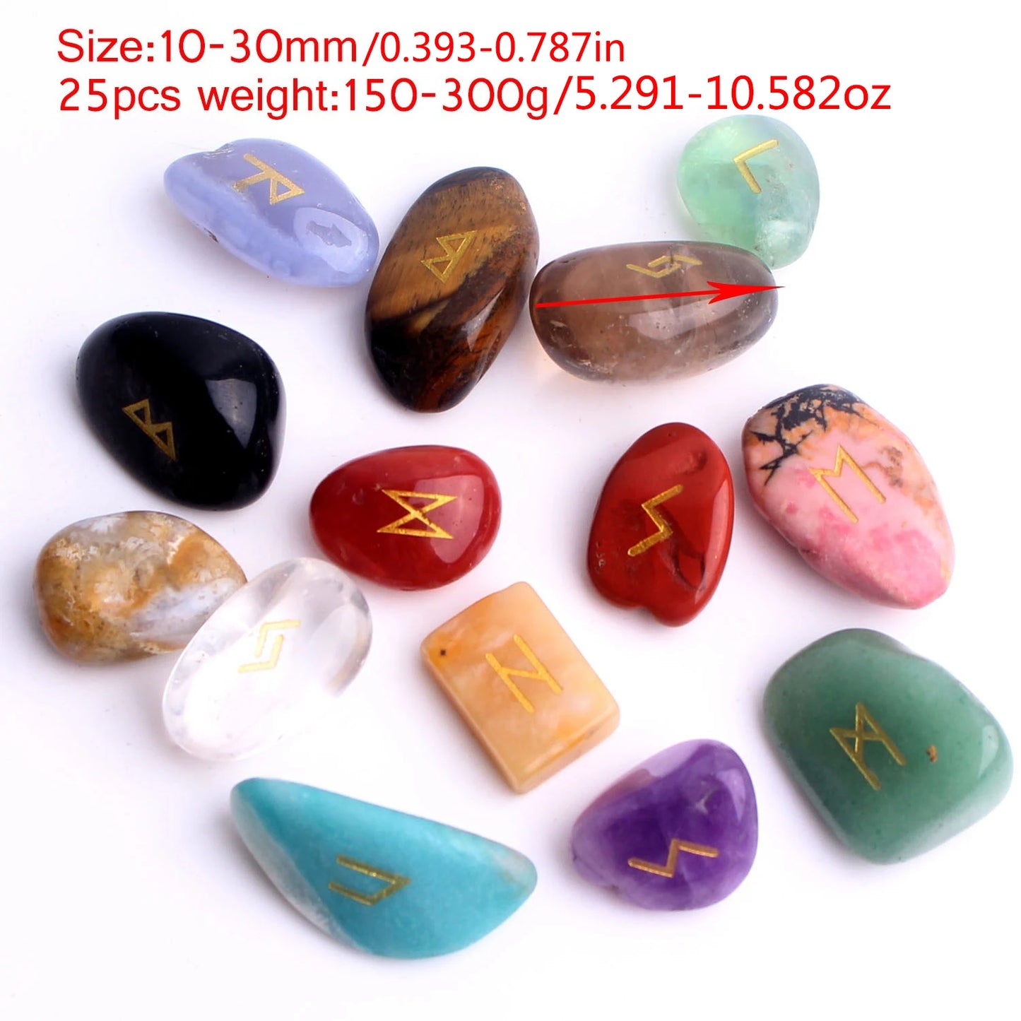 Natural Tumbled Gemstone Rune Stones Sets