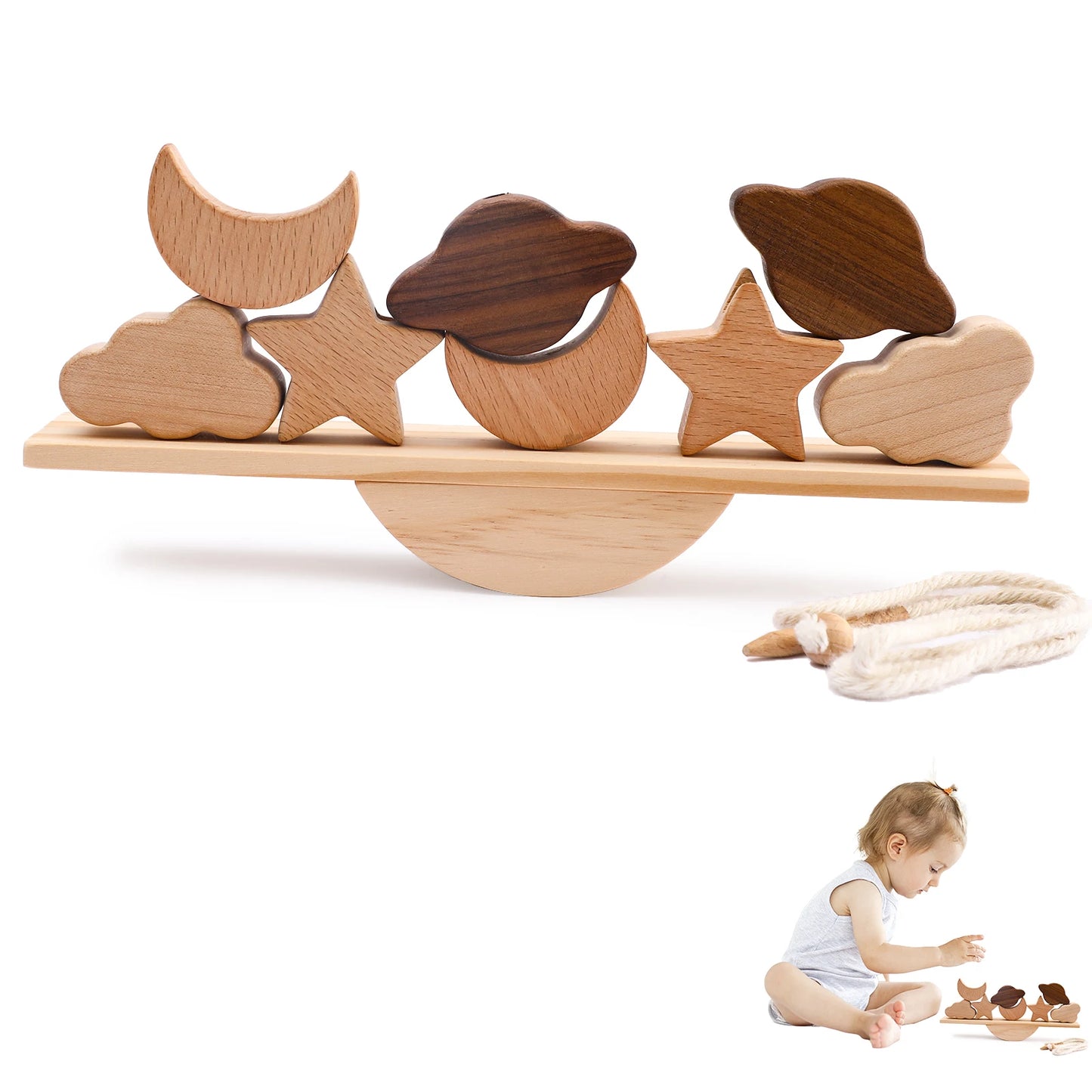 Celestial Wooden Balance and Threading Set