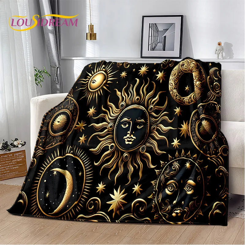 Black Celestial Plush Blanket/Bedspread, Choose Your Size