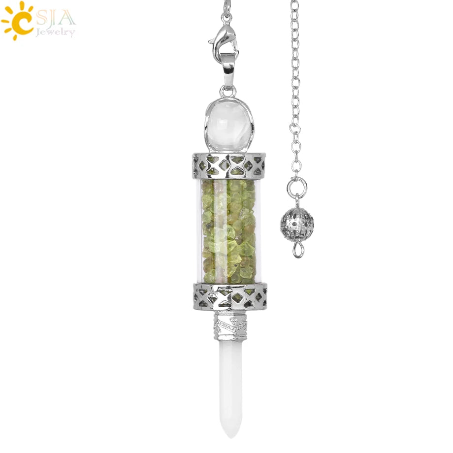 Gemstone Vial Crystal Point Pendulums