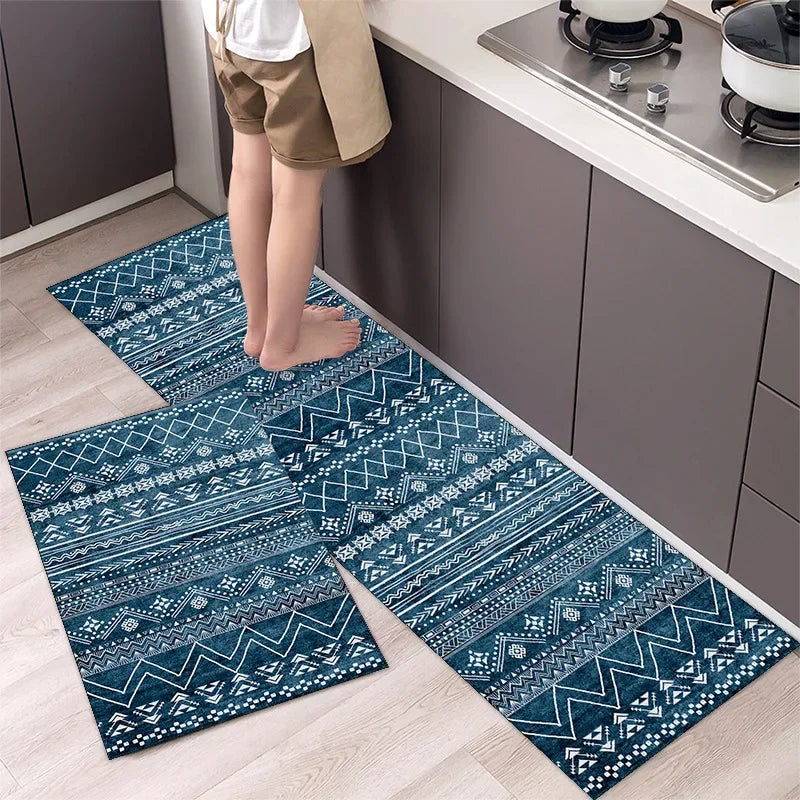 Beautiful Boho Happy Patterned Washable Anti Fatigue Kitchen Rugs