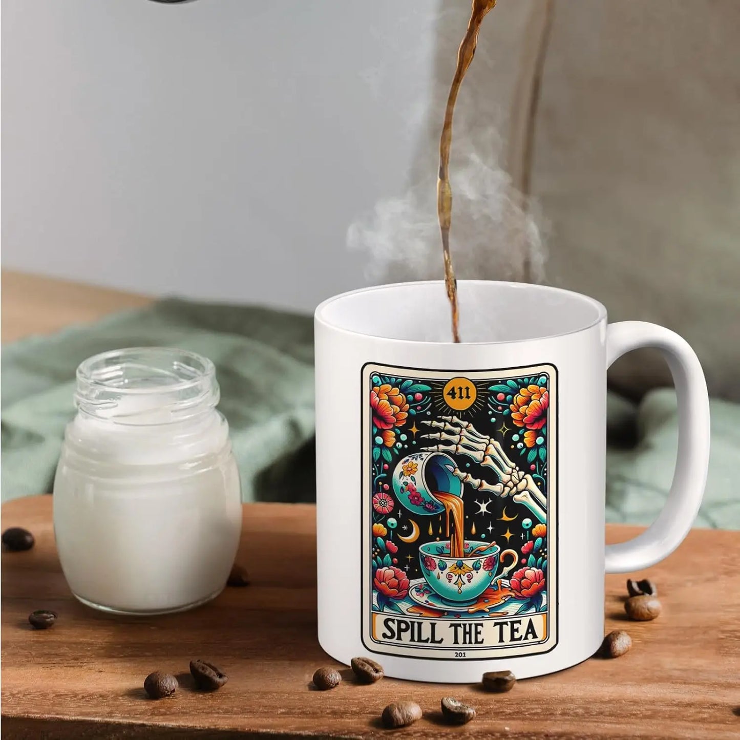 Spill the Tea Tarot Card Mug, Ceramic- 11oz