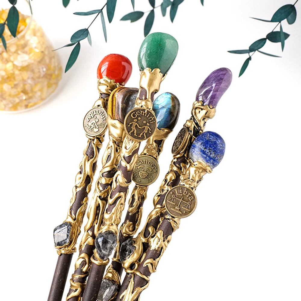 Zodiac Sign Natural Crystal  Wand