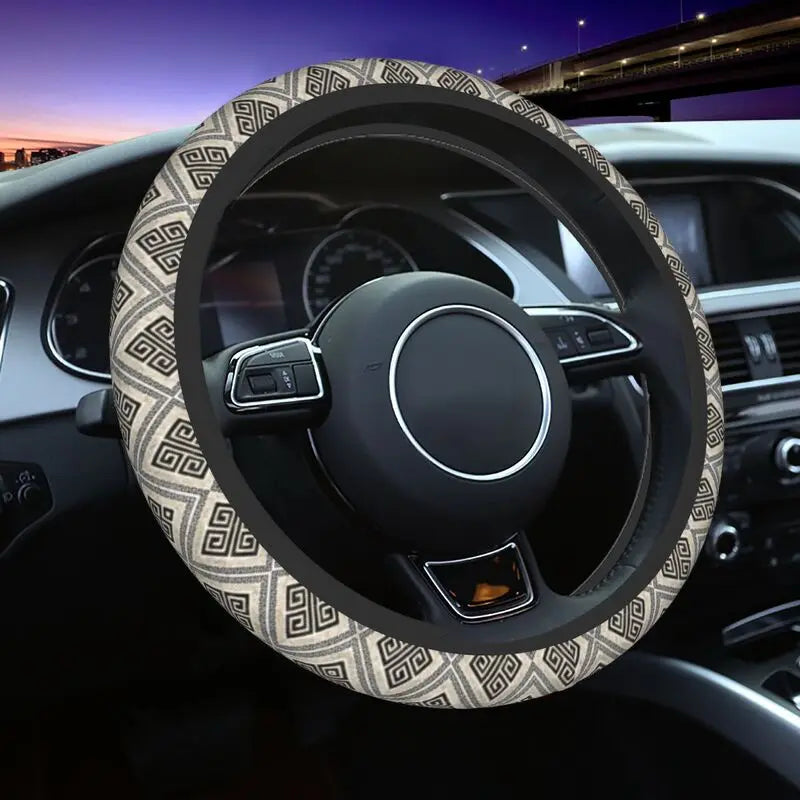 Greek Meander Pattern Steering Wheel Cover