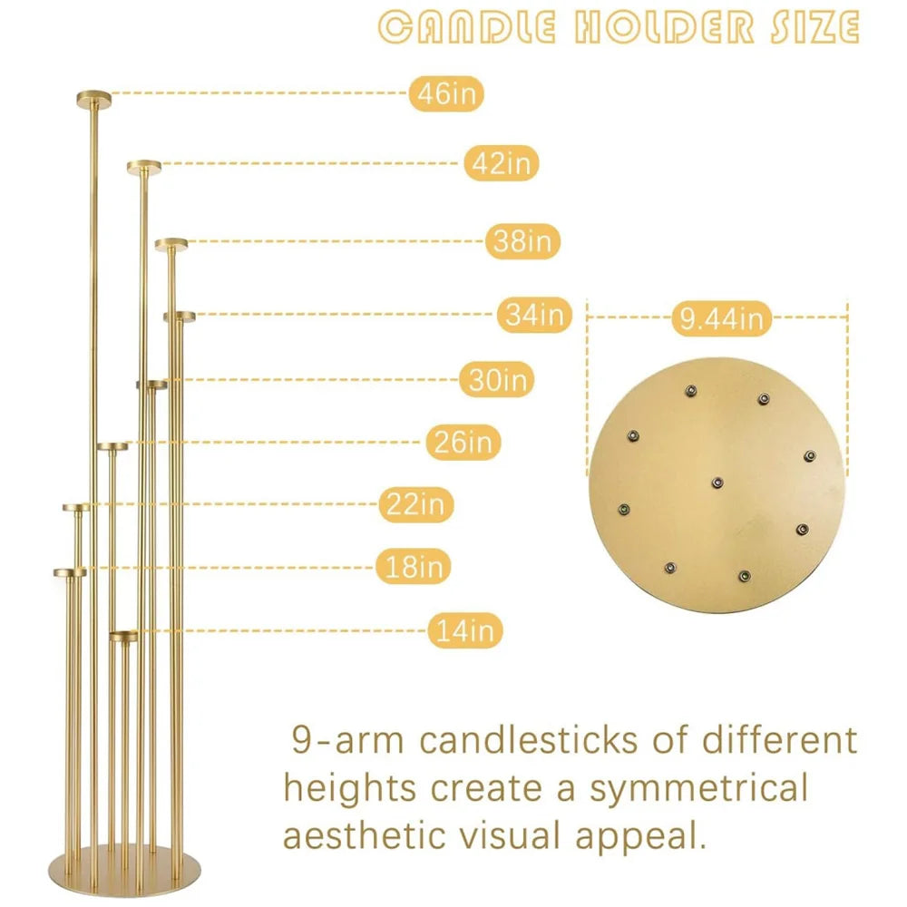 Golden Spiral 9 Candle Holder, 46.3 inches tall