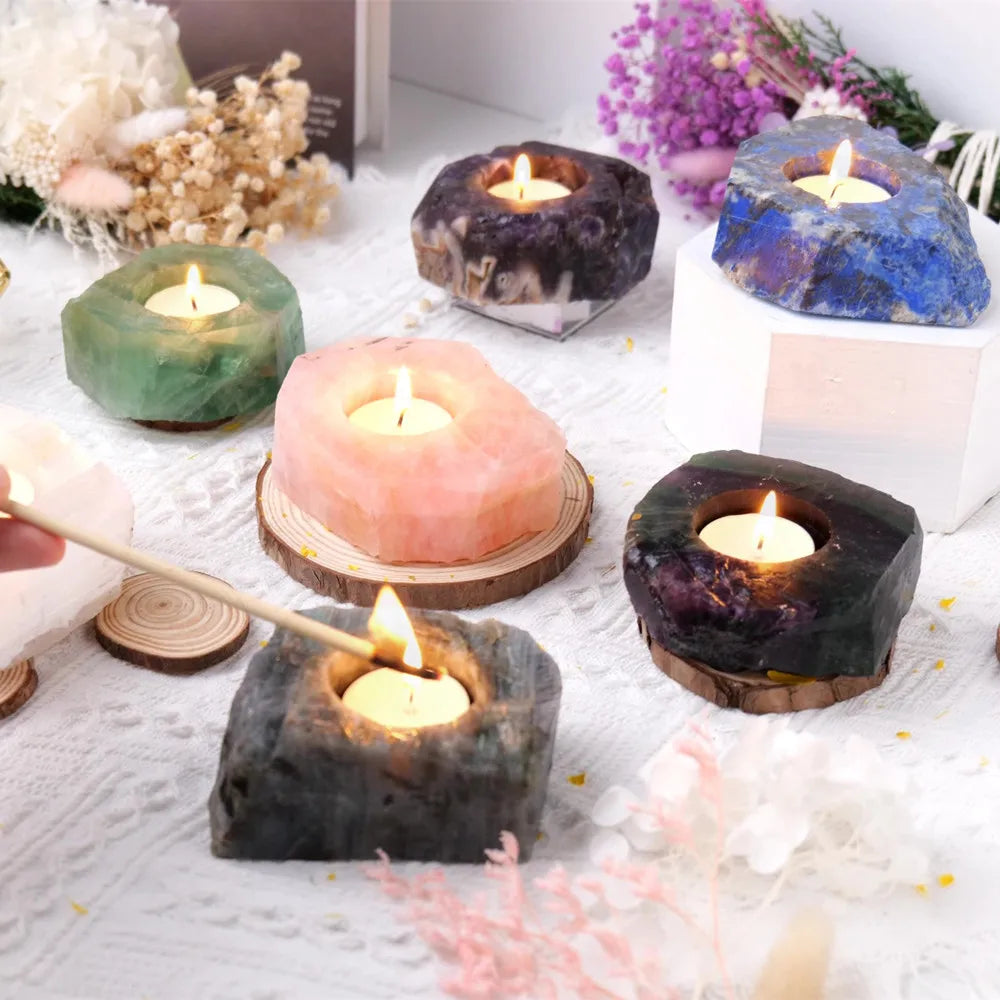 Natural Gemstone & Crystal Candle Holders