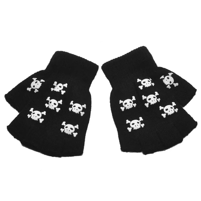 Glow in The Dark Skeleton Fingerless Gloves