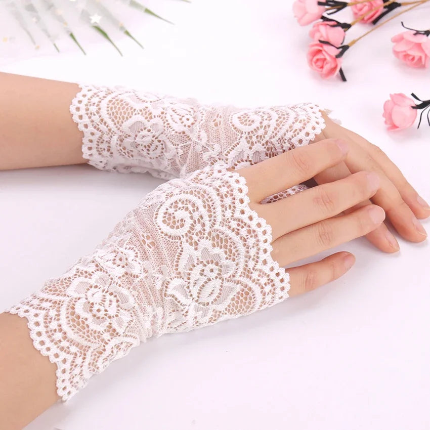 1 Pair Fingerless Lace Gloves