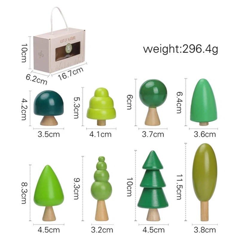 Montessori Wooden Blocks Little Trees Playset