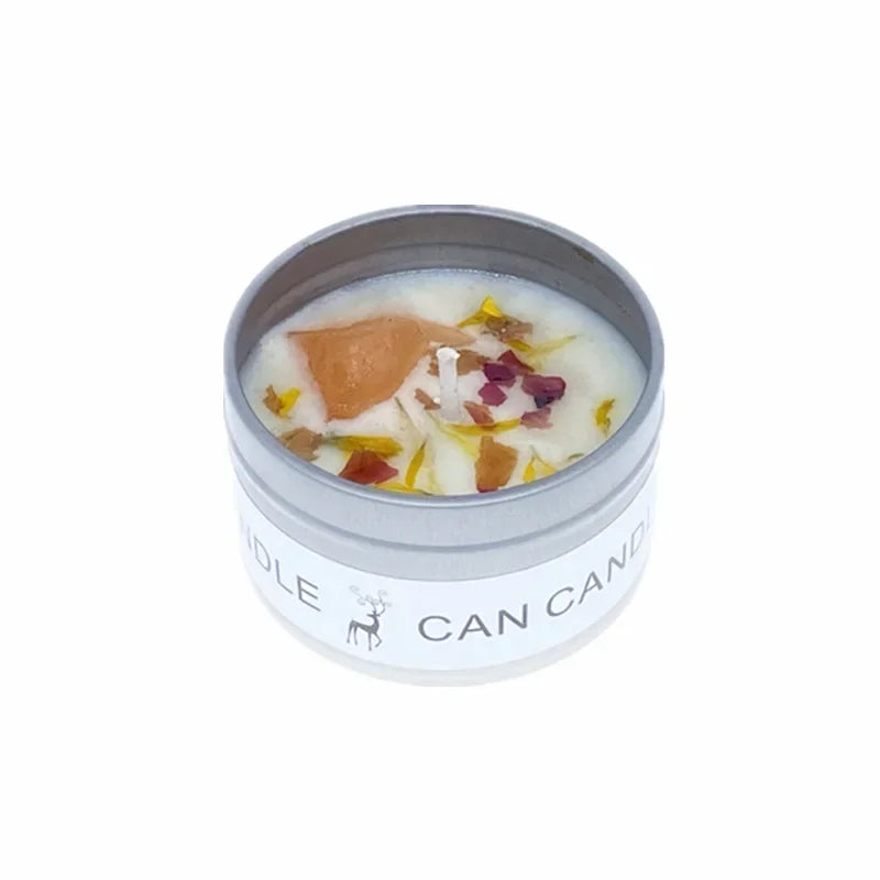 Clean-Burning Soy Treasure Candles with Crystals, Herbs, & Flowers