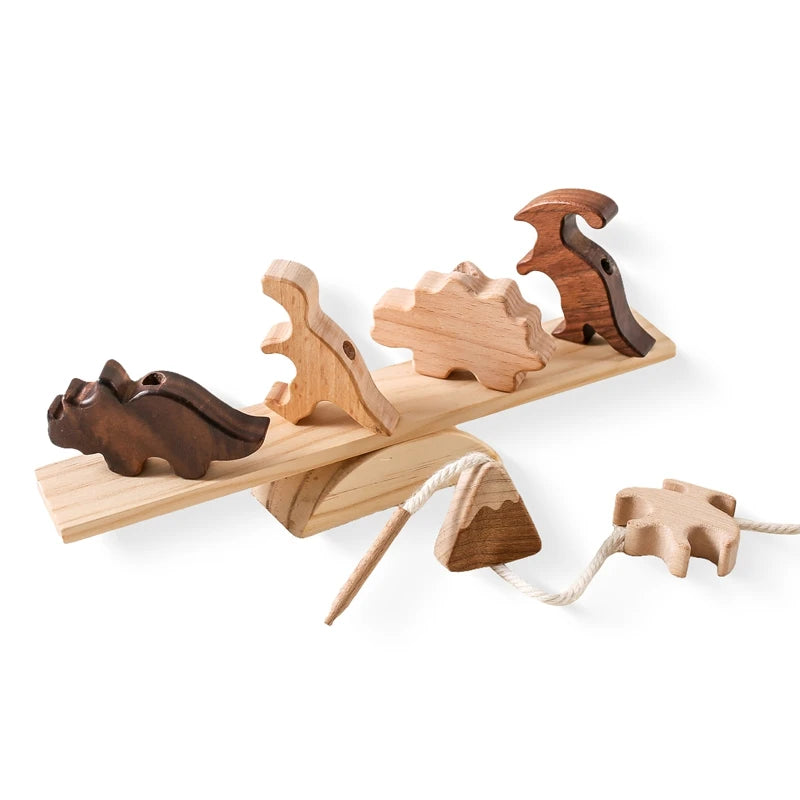 Dinosaur Wooden Balance Board and Threading Set