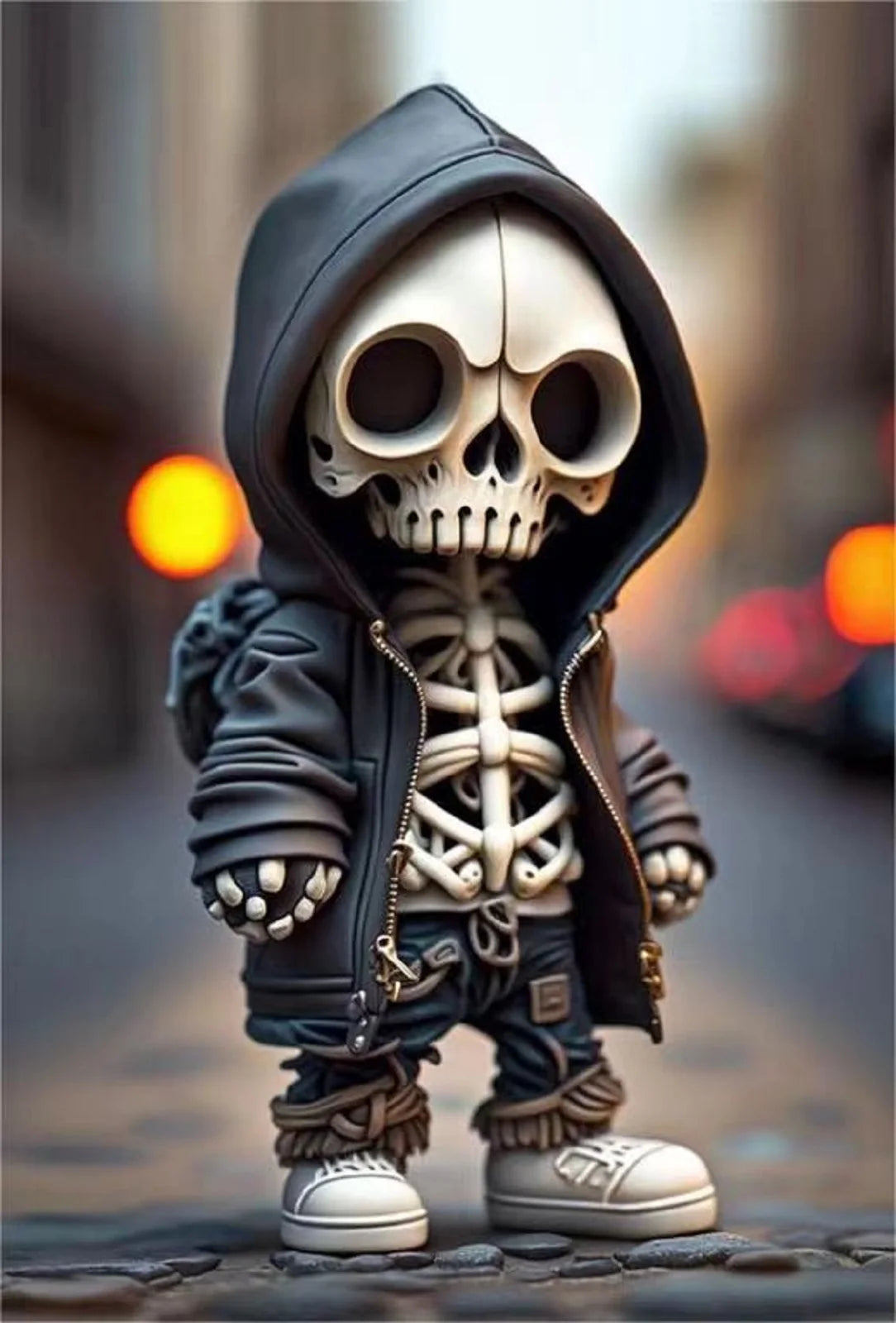 Hoodie Skeleton Resin Statue